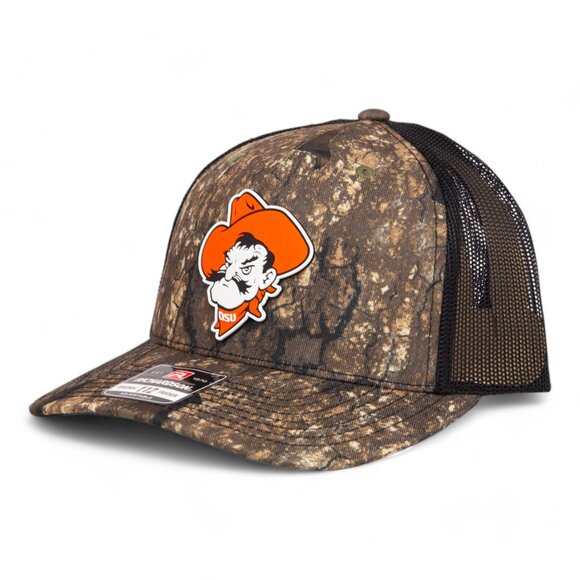 OSU Cowboys Pistol Pete Snapback Trucker Hat- Realtree Timber/ Black - Picture 1 of 3